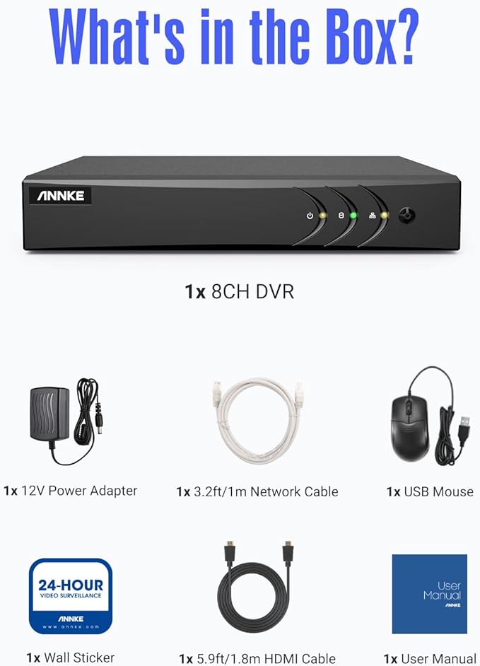 ANNKE 3K Lite H.265+ Security DVR Recorder with AI Human/Vehicle Detection, 8CH Hybrid 5-in-1 CCTV DVR for Surveillance Camera, Supports 8CH Analog and 2CH IP Cameras, Remote Access (No Hard Drive)