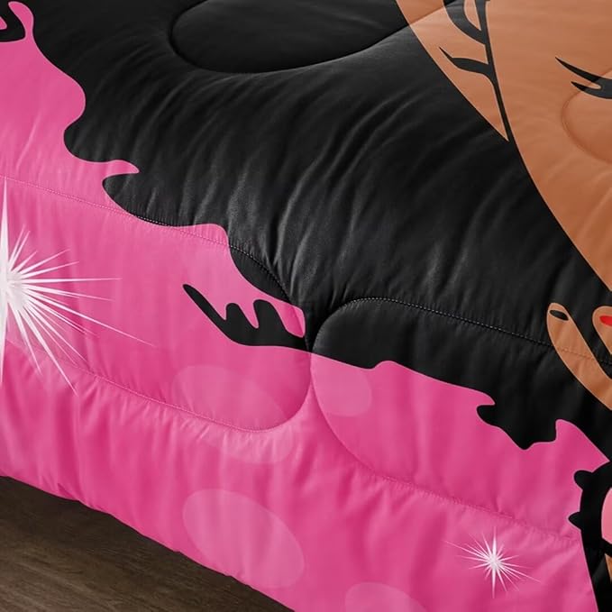 Black Girl Comforter Set Twin for Kids Teens,Black Girl Magic Bedding Set,African American Girl Inspirational Quotes Comforter Set,Black Princess Bed Bedroom Set