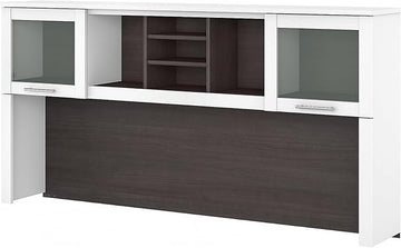Bush Furniture Somerset 72W Desk Hutch in White and Storm Gray