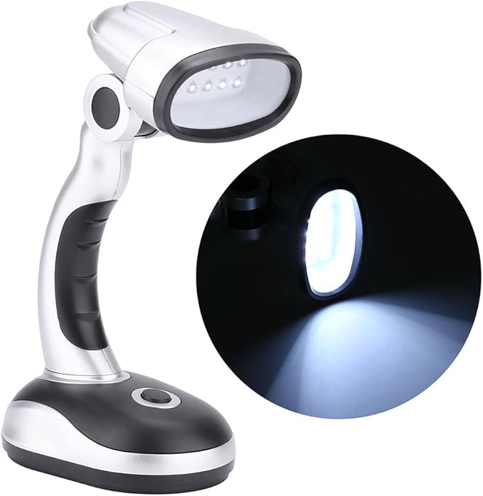 Led Desk Lamp, 12-Bulb Battery-Operated Table Light Eye Care for Reading Study Lighting