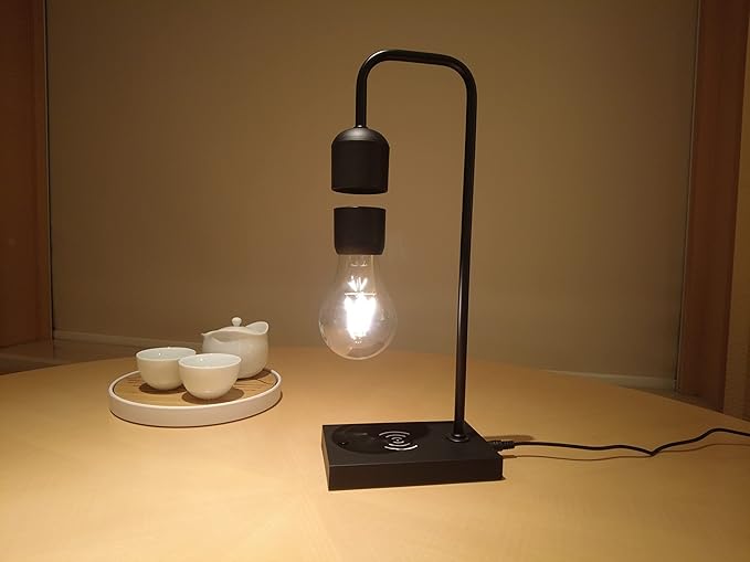 Unique Magnetic Levitating Lamp with LED Light Bulb Floating in The Air Wireless Charger Auto Control
