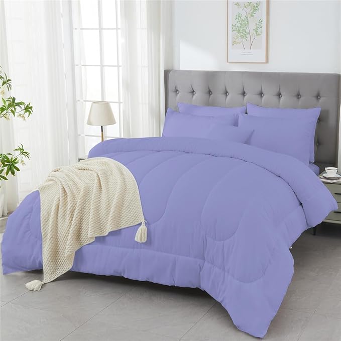 3 Piece Solid Color All Season Bedding Comforter Set Microfiber Soft Lightweight Bedding Set for Kids Teens Adults Room Decor with 1 Comforter and 2 Pillowcases Full