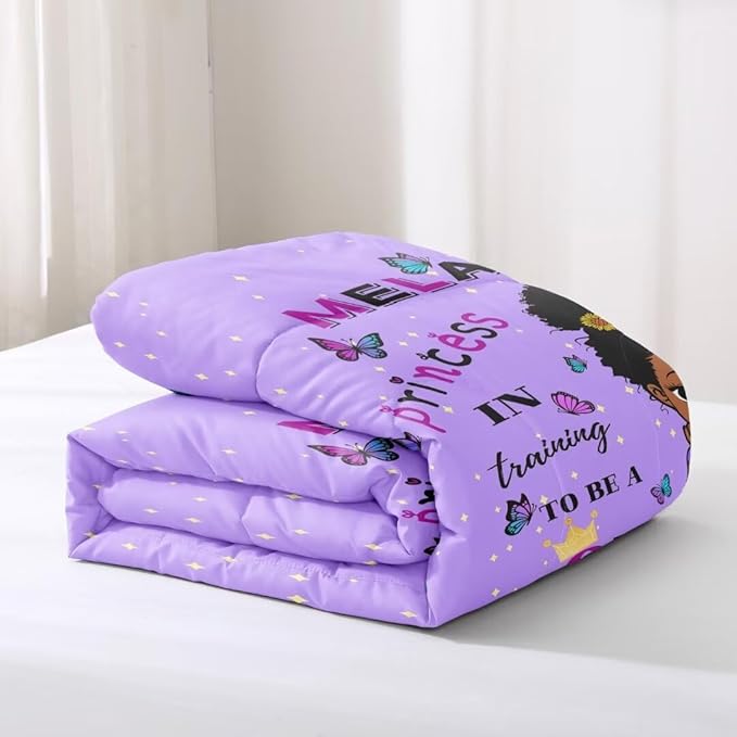 Black Girl Comforter Set Twin for Kids,Black Girl Magic Bedding Set,African American Girl Inspirational Quotes Comforter Set,Black Princess Bed Bedroom Set