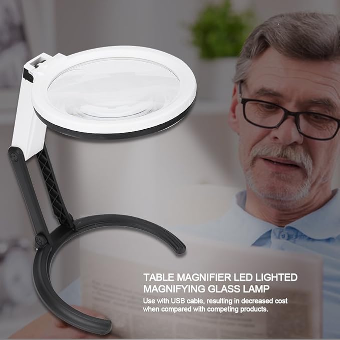 LED Table Lamp with 1.8X & 5X Magnifier, Desk Illuminated Tools Magnifying Glass for Reading Cosmetic Makeup Tattoo Manicure Lighted Magnifier