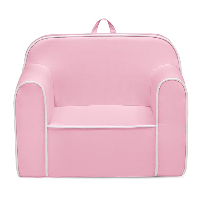 Delta Children Cozee Chair for Kids for Ages 18 Months and Up, Pink/White