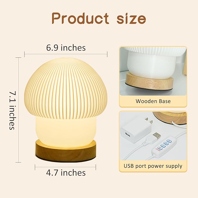 16 Colors Mushroom Lamp Night Light, Elegant 3D Printed Table Lamp with LED, Remote Control Desk Lamp Perfect for Bedroom, Living Room Decor, Great Gift for Women kids, Teens (H:7.1 inches)