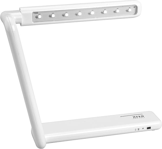 On My Desk Folding LED Rechargeable Lamp, 10.5", White