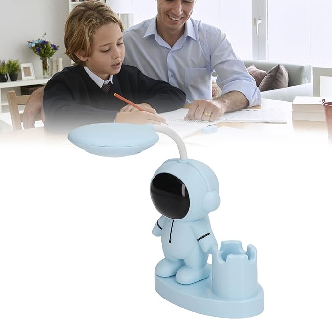 SUNGOOYUE Shape Small Desk Lamp, Rechargeable Desk Lamp with Pen Holder Sharpener Night Light for Dorm Bedroom (Blue)