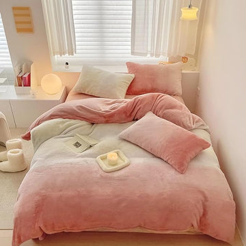 Wellboo Pink White Gradient Comforter California King White and Pink Fluffy Bedding Comforters Cal King Modern Bean Pink Gradient Flannel Quilts Farmhouse Watercolor Comforters Sherpa Fuzzy Plush Bed