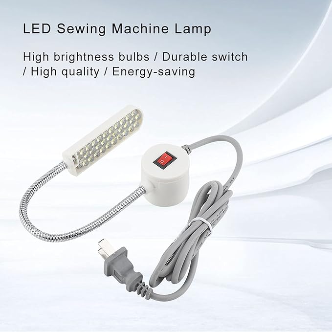 Zerodis Sewing Machine Light LED Lighting, LED Lamp Magnetic Base LED Desk Lamp for Workbench Lathe Drill Press Daylight Flexible Arm Work Lamp(us)