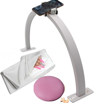 Half Moon Light for Nail Desk-4pcs Set-Half Moon Light-Half Moon Light for Esthetician-Half Moon Lamp for Nails-Nail Lamp for Desk-Nail Desk Light-BONUS Phone Holder,Nail Prop & Elbow Rest