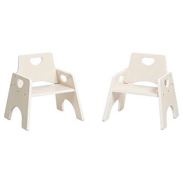 ECR4Kids Stackable Wooden Toddler Chair, 8in, Kids Furniture, White Wash, 2-Pack