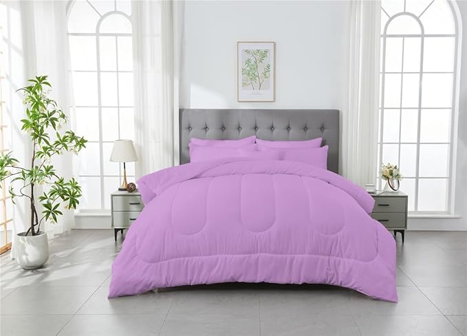 3 Piece Solid Color All Season Bedding Comforter Set Microfiber Soft Lightweight Bedding Set for Kids Teens Adults Room Decor with 1 Comforter and 2 Pillowcases Queen