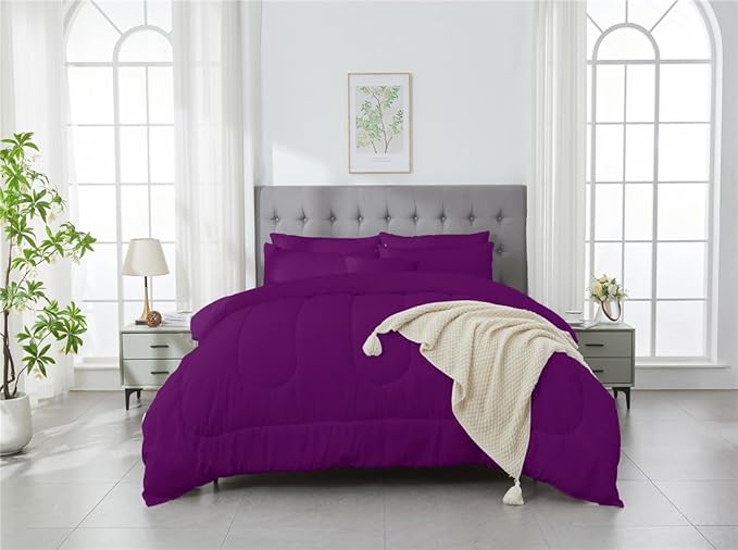 3 Piece Solid Color All Season Bedding Comforter Set Microfiber Soft Lightweight Bedding Set for Kids Teens Adults Room Decor with 1 Comforter and 2 Pillowcases Queen