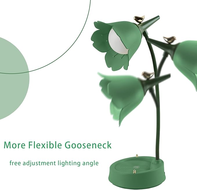 Himmel Flower Desk Lamp, Dimmable LED Kid Desk Lamp with 3 Colour Temperatures, Cordless Rechargeable Desk Lamp with Touch Sensor and Flexible Arm, USB Bedside Lamp for Reading, Learning