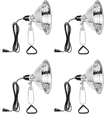 Simple Deluxe Clamp Lamp Light 150 Watt with 8.5 Inch Aluminum Reflector (no Bulb Included), 6 Feet Cord, 4 Pack, Black