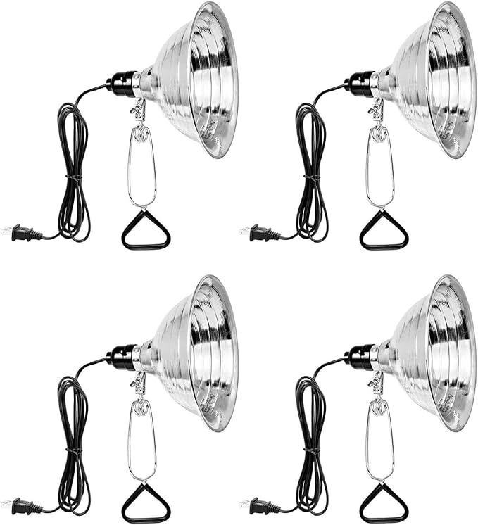 Simple Deluxe Clamp Lamp Light 150 Watt with 8.5 Inch Aluminum Reflector (no Bulb Included), 6 Feet Cord, 4 Pack, Black