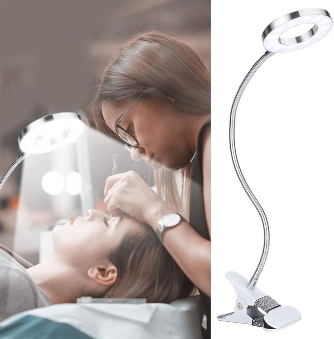 Desk Lamp with Clamp, Mini LED Lamp USB Rechargeable Warm/White Light Changeable Eye Protection Bed Light for Night Reading, Tattoo, Eyelash Extension, Make Up Lamp