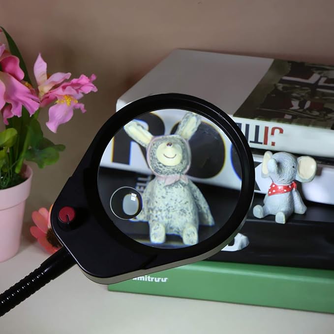 Tom-shine Magnifying Glass Lamp 3X 10X,Stepless Dimmable LED Magnifying Lamp with Dust Cover Metal Clamp,Adjustable LED Magnifier with Light and Stand for Crafts Reading Workbench Close Work