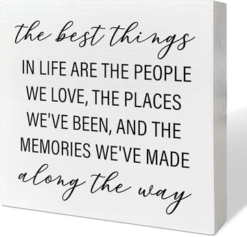 Home Office Desk Wooden Box Sign Decor, The Best Things in Life Are The People We Love, Inspirational Quotes Desk Decor Motivational Desk Decorations for Women Men Student Office Classroom School