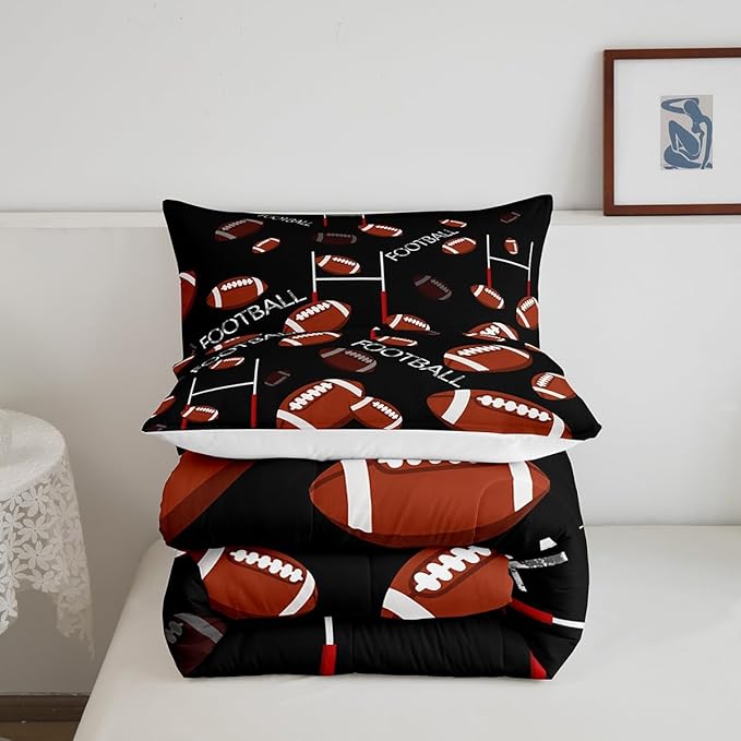 Feelyou Rugby Sports Comforter Set King Size Football Comforter for Kids Teens Adults Soccer Ball Game Bedding Set Gift for Football Lover Duvet Set Room Decor 3Pcs with 2 Pillow Case