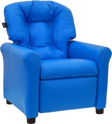 The Crew Furniture Traditional Kids Recliner, Toddler Ages 1-5 Years, Pu Faux Leather, Blue