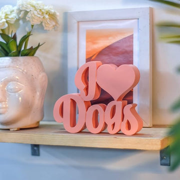 NUKKAD TALES I Love Dogs – Peach, Aesthetic table decor for home or office, desk or Shelf. Quirky room decoration showpiece, ideal for birthday gift, corporate gift, and inspiring wall decor