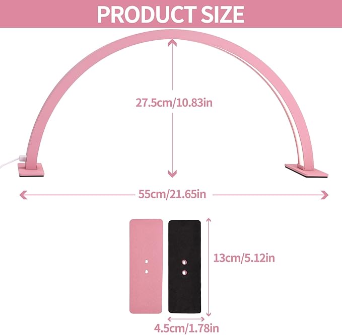 Half Moon Light Nail Desk Lamp, Arch Light for Nail Techs, 22'' Pro Table Lamp for Nails,Tattoo,Eyebrows,Lash Extensions, Skincare, Nail Tech Lamp | Manicure Led Light | Lash Tech Light