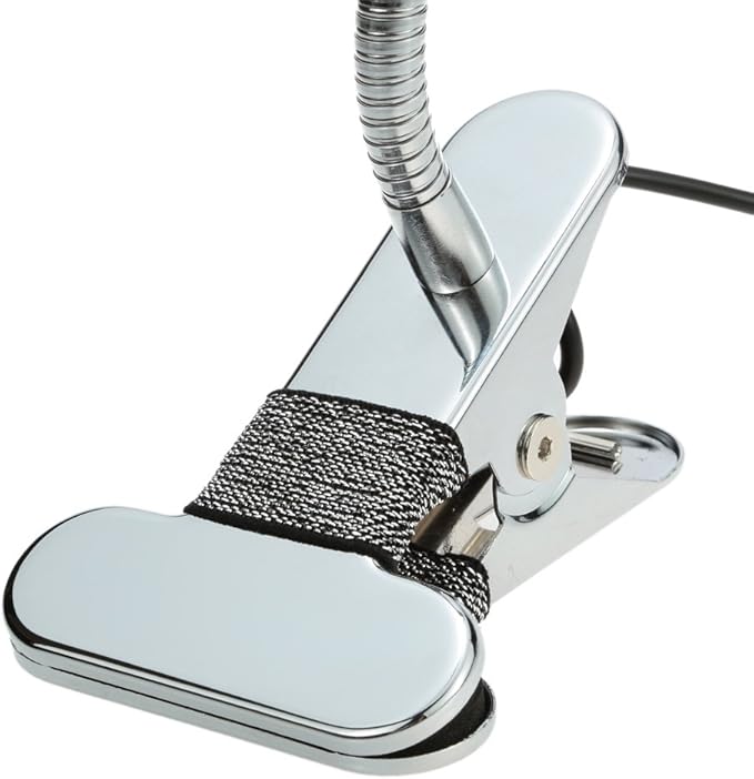 Meichoon Desk Lamp with Clamp Flexible Metal Hose Desktop Clip-On LED Illuminating Light Eye-Caring Table Lamp for Bedroom Bedside Office Study Work Reading Embroidery UK10 White