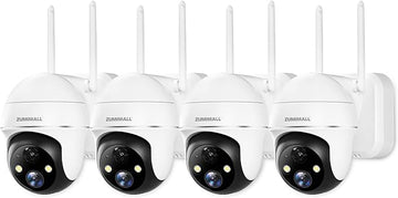 ZUMIMALL Security Cameras Wireless Outdoor- 4Packs, 2K Battery Cameras for Home Security, 2.4G WiFi Only, PIR Motion Alert/3MP Color Night Vision/2-Way Talk/IP66/Cloud Storage,Compatible with Alexa