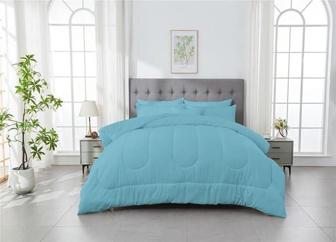 3 Piece Solid Color All Season Bedding Comforter Set Microfiber Soft Lightweight Bedding Set for Kids Teens Adults Room Decor with 1 Comforter and 2 Pillowcases Twin