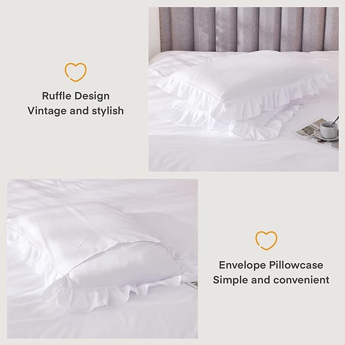 Andency White King Size Comforter Set, 3 Pieces Solid Farmhouse Shabby Chic Bedding Comforters & Sets, All Season Western Rustic Soft Down Alternative Bed Set for Adult Men Women