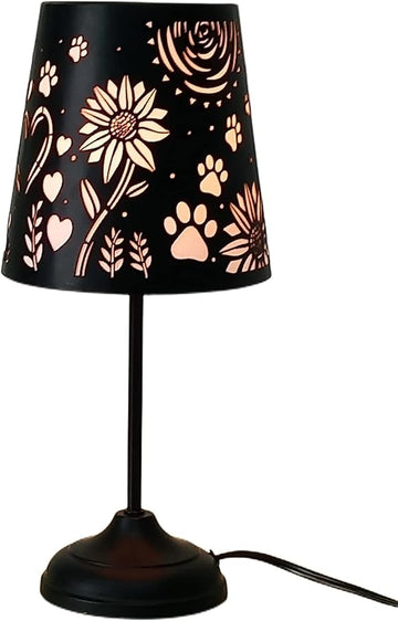 Touch Mini Table Lamp, Dimmable Touch Bedside Lamp, Black Metal Cutout Lampshade, Decoration Desk Lamp