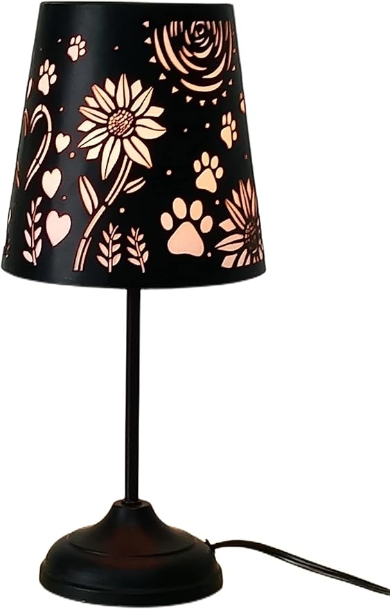Touch Mini Table Lamp, Dimmable Touch Bedside Lamp, Black Metal Cutout Lampshade, Decoration Desk Lamp