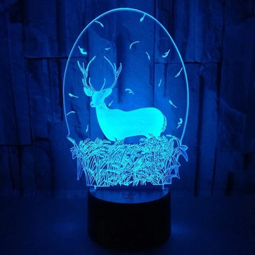 Christmas Deer Acrylic 3D Night Lights USB LED Table Lamp Home r2d2 3D Arts Lamp - 7 Colors Changing Bedroom Decor Business Gifts for Elders (Deer Head)
