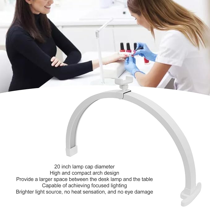 Dpofirs 20 Inch Lash Light, LED Half Moon Nail Desk Lamp, U Shaped Fill Light Floor Lamp, Half Moon Light Nail Lamp for Desk, Lash Tech Light, Manicure Led Light for Beauty Skincare (US