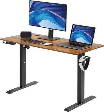 VEVOR Height Adjustable Desk, 47.2 x 23.6 in, 3-Key Modes Electric Standing Desk, Whole Piece Desk Board, Sturdy Dual Metal Frame, Max. Loading 180 LBS Computer Sit Stand up Desk, for Home and Office
