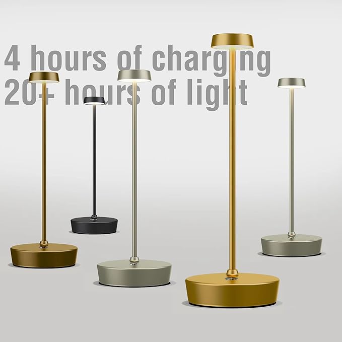 Rechargeable Table Lamp Cordless Battery Operated LED Light 5000mAh 3-level Brightness Portable Desk Lamps Waterproof Touch Control Indoor Outdoor Use for Patio Home Restaurant (2-Brown)