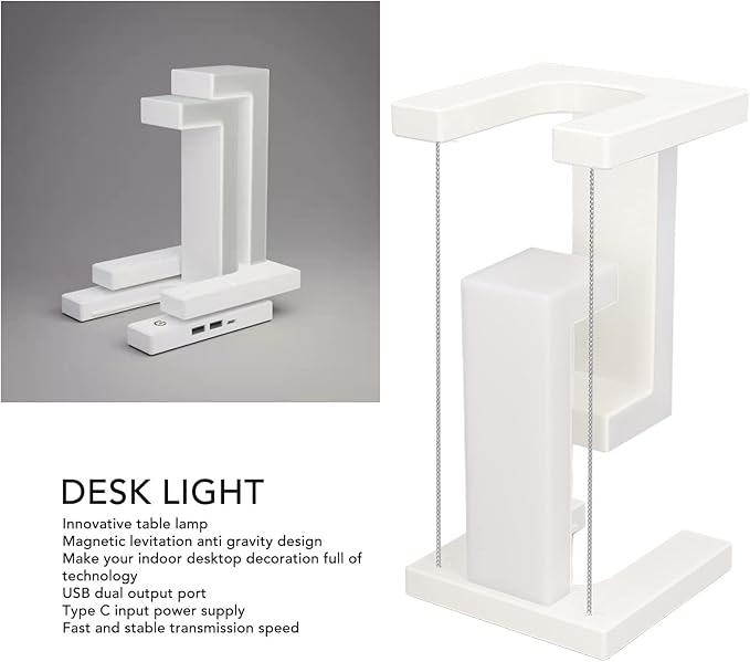 Asixxsix Magnetic Levitation Desk Lamp, 3 Levels Stepless Dimming Magnetic Levitating Anti Table Lamp Touch Control LED Desk Lamp Modern Lamp for Bedroom Study Office Decor