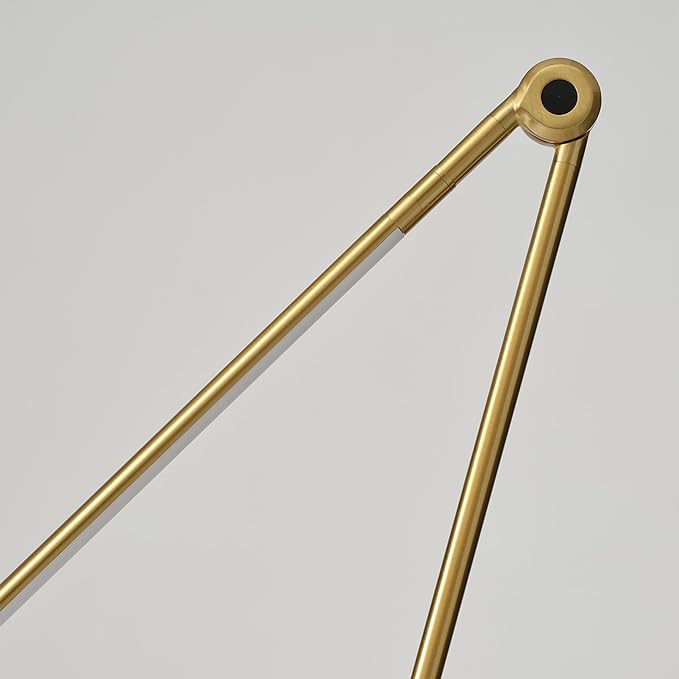 Brightech Libra LED Table Lamp - Contemporary Minimalist Thin Compact Desk Lamp - Adjustable Pivoting LED Head with Built-in Dimmer and Color Changing LED - Brass