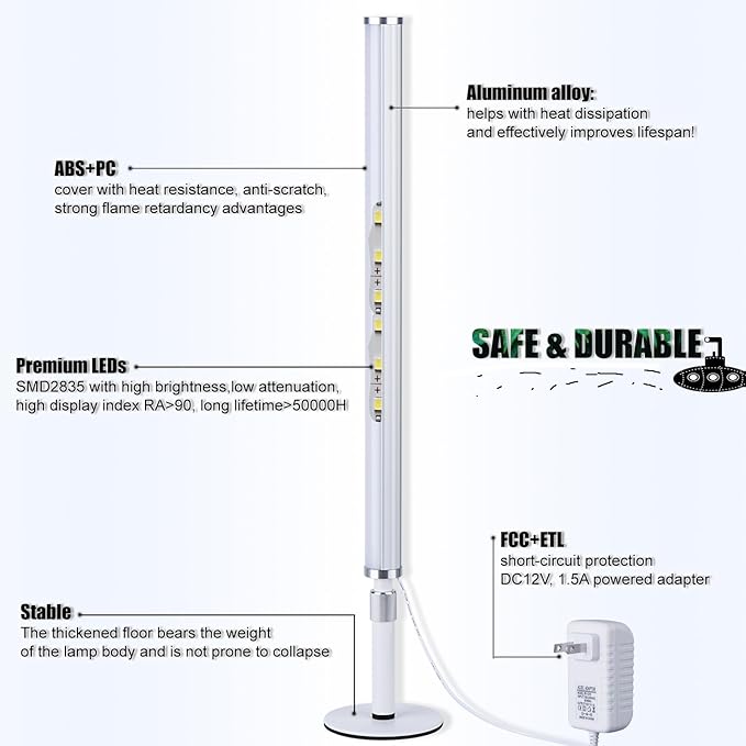 LED Desk Lamp for Home Office, Ultra bright/RA90/6000k/Dimmable/DC12V, Desk Light Reading Table Lamps Fill Light for Selfie, for Desktop Study, Photography, Video Recording Conference Lighting