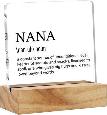 Grandma Gift Nana Gifts for Mother's Day Birthday, Nana Definition Desk Decor Grandmother Acrylic Desk Plaque Sign With Wood Stand Home Office Desk Sign Keepsake Present