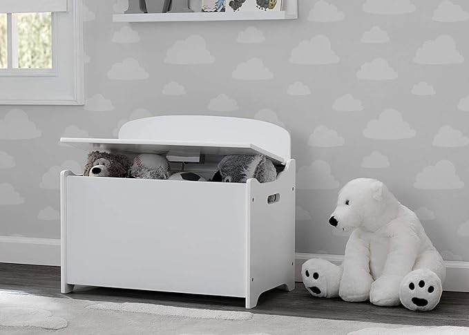 Delta Children MySize Deluxe Toy Box - Greenguard Gold Certified, Bianca White & Canton Toddler Bed, Cherry