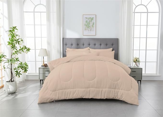 3 Piece Solid Color All Season Bedding Comforter Set Microfiber Soft Lightweight Bedding Set for Kids Teens Adults Room Decor with 1 Comforter and 2 Pillowcases King