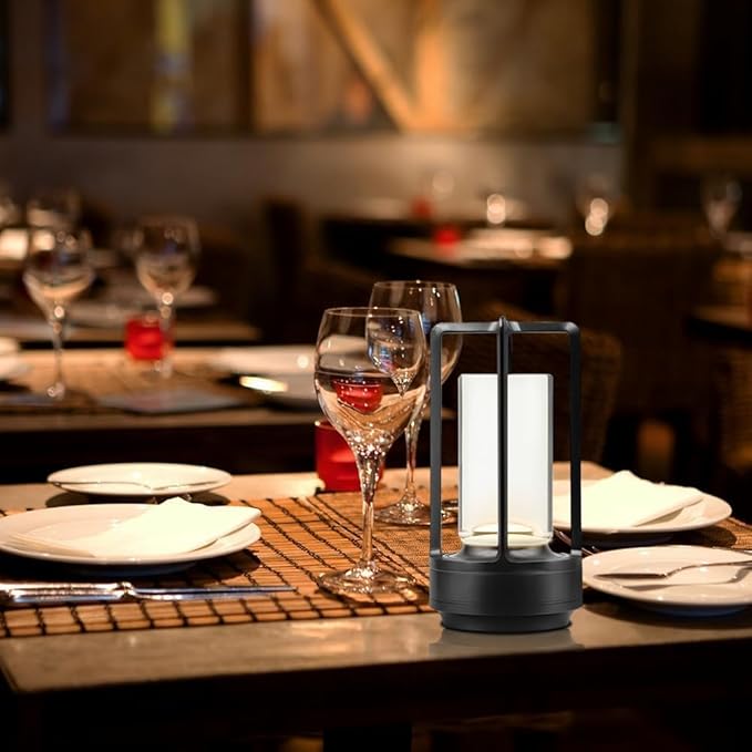Portable Metal Desk Lamp,Cordless LED Table Lamp,Touch Control Rechargeable Lamp,3-Levels Brightness Room Decor Desk Lamp,Bedside Lamp,Night Light (Light Black)