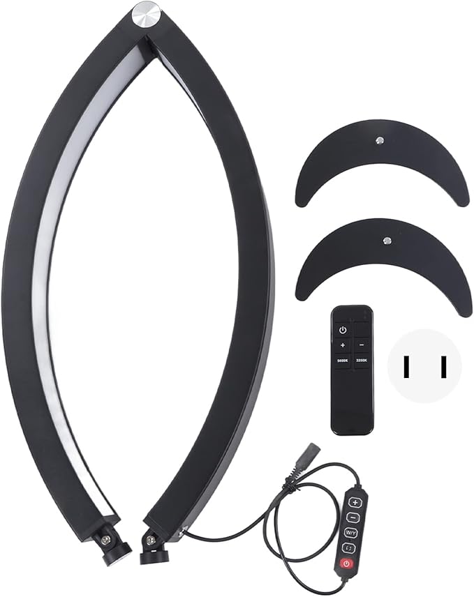 Pomya Half Moon Light for Nails, 28 Inch Foldable 3200K‑5600K Dimmable LED Half Moon Desk Lamp with Remote Control, 40W 2000LM Lighting Lamp for Beauty Lash Extension Manicure Tattoo