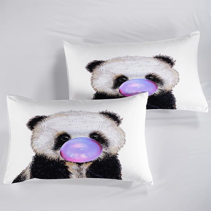 CVHOUSE Panda Bedding Set,Panda Comforter King,Cute Panda Comforter Set for Girls Kids Teens,Kawaii Panda Quilt Set with 1 Comforter and 2 Pillow Cases- 3 Piece
