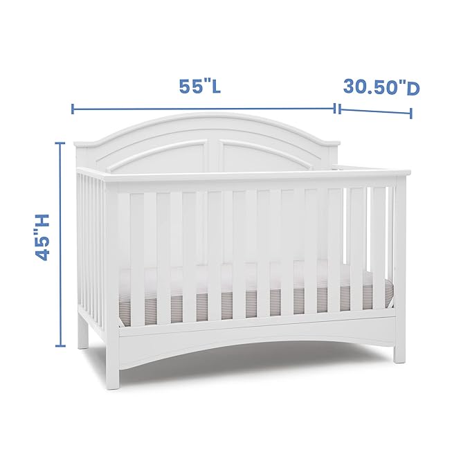 Delta Children Haven 6 Drawer Dresser, White + Perry 6-in-1 Convertible Crib - Greenguard Gold Certified, White (Bundle)