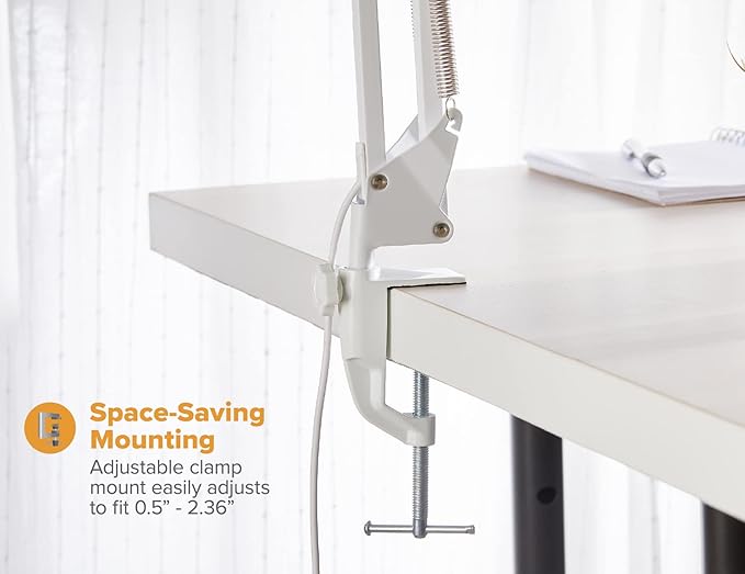 Bostitch Office LED Magnifying Desk Lamp with Clamp Mount, Energy-Efficient LEDs, Dimmable, 4.5W, 480 Lumens, White (VLED600)