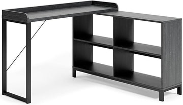 Signature Design by Ashley Yarlow Industrial Home Office L-Shaped Desk with Cube Storage, Black